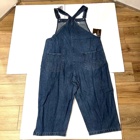 Vintage AGAPO Embroidered Denim Crop Overalls - Size L - Picture 5 of 8